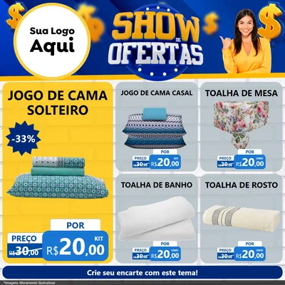 Modelo de Rede Social para Feed Facebook com o tema Show de Ofertas para Cama, Mesa e Banho