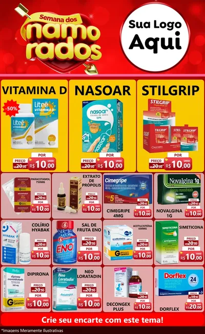 Modelo de Encarte para Encarte Grande com o tema Semana dos namorados para Farmácia