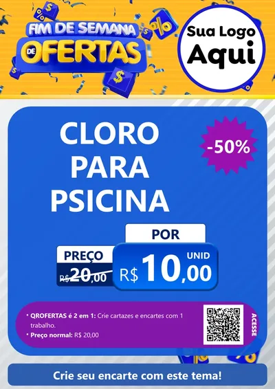 Modelo de Cartaz para Cartaz A4 Vertical com o tema Fim de Semana de Ofertas para Produtos para Piscina