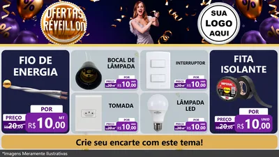 Modelo de TV para TV Horizontal com o tema Ofertas de Réveillon para Materiais Elétricos
