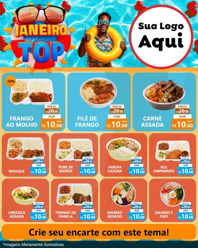 Modelo de Rede Social para Feed Instagram com o tema Janeiro Top para Restaurante
