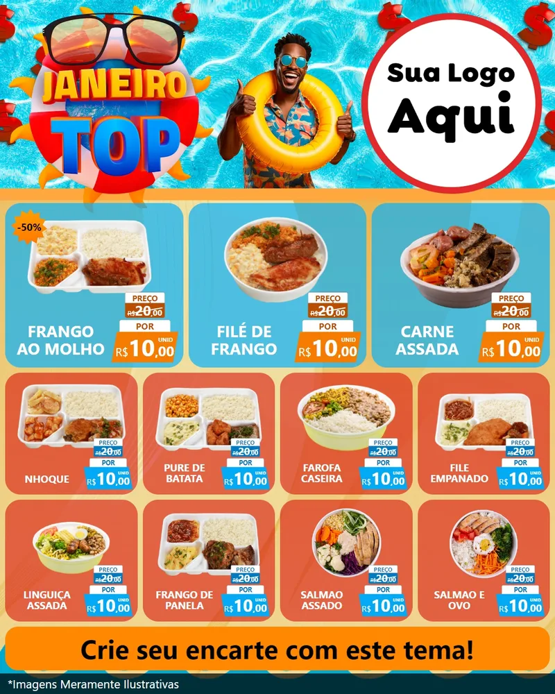 Modelo de Rede Social para Feed Instagram com o tema Janeiro Top para Restaurante