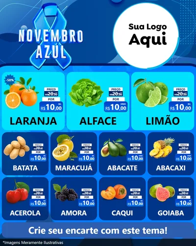 Modelo de Rede Social para Feed Instagram com o tema Novembro Azul para Hortifrúti