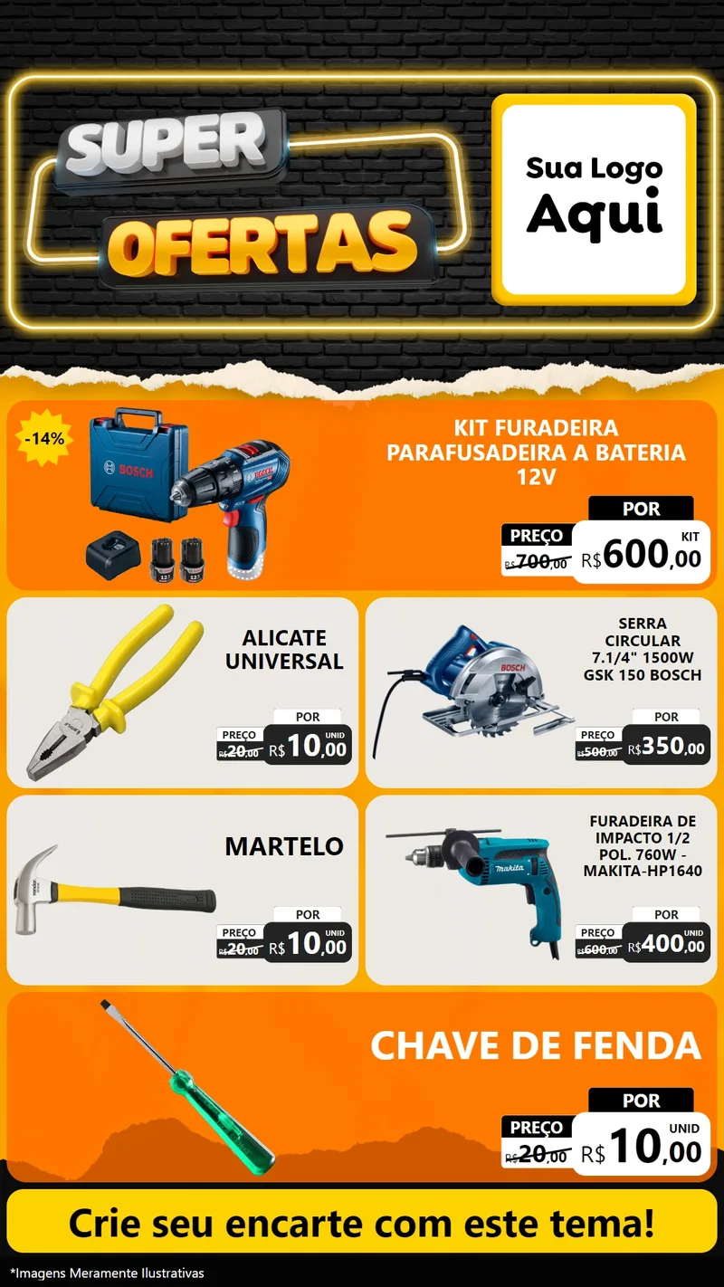 Modelo de TV para TV Vertical com o tema Super Ofertas para Maquinas e Ferramentas