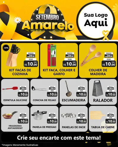 Modelo de Rede Social para Feed Instagram com o tema Setembro Amarelo para Utilidades Domésticas