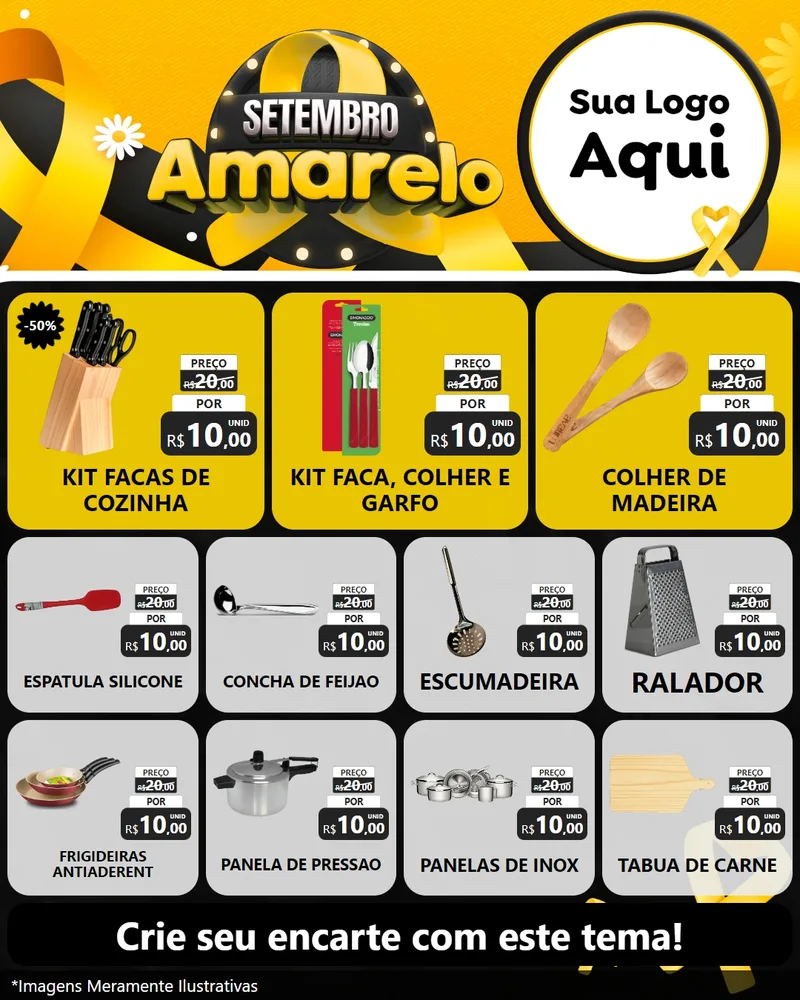 Modelo de Rede Social para Feed Instagram com o tema Setembro Amarelo para Utilidades Domésticas