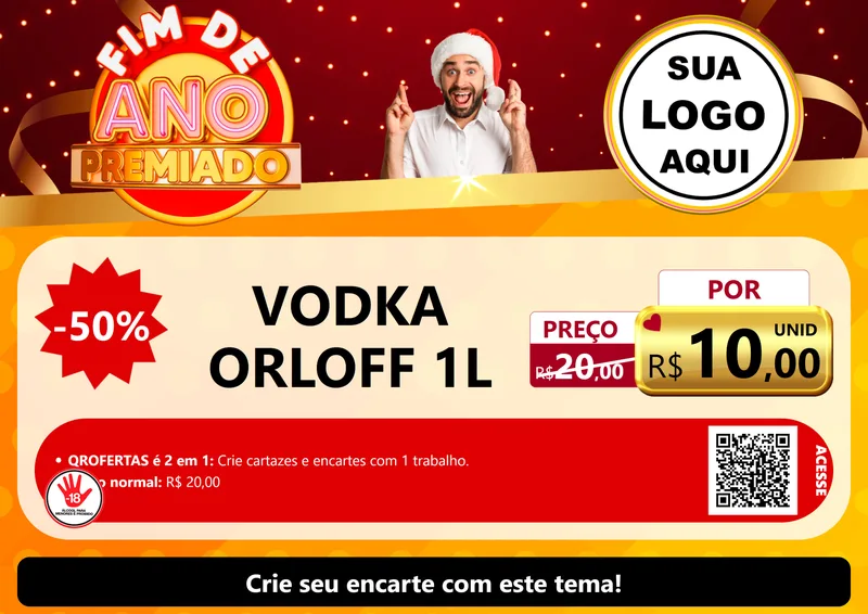 Modelo de Cartaz para Cartaz A4 Horizontal com o tema Fim de Ano Premiado para Distribuidora de bebidas