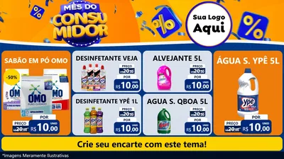 Modelo de TV para TV Horizontal com o tema Mês do Consumidor para Produtos de Limpeza