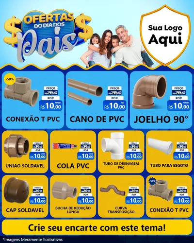 Modelo de Rede Social para Feed Instagram com o tema Ofertas do Dia dos Pais para Tubos e conexões