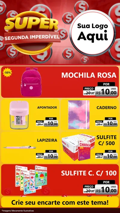 Modelo de TV para TV Vertical com o tema Super Segunda Imperdível para Papelaria