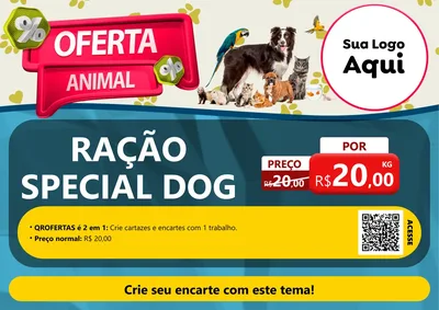 Modelo de Cartaz para Cartaz A4 Horizontal com o tema Oferta Animal para Pet Shop