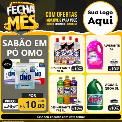 Modelo de Rede Social para Feed Facebook com o tema Fecha Mês para Produtos de Limpeza