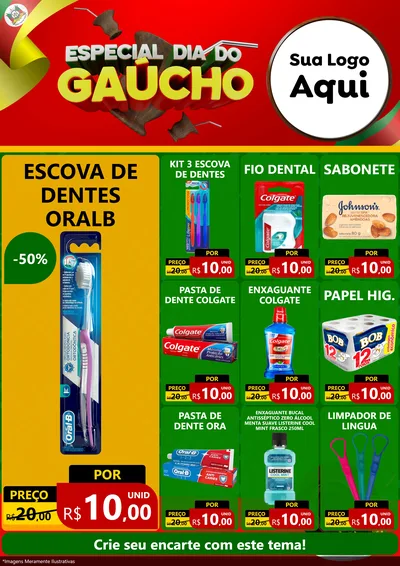 Modelo de Encarte para Encarte A4 Vertical com o tema Especial Dia do Gaúcho para Higiene Pessoal