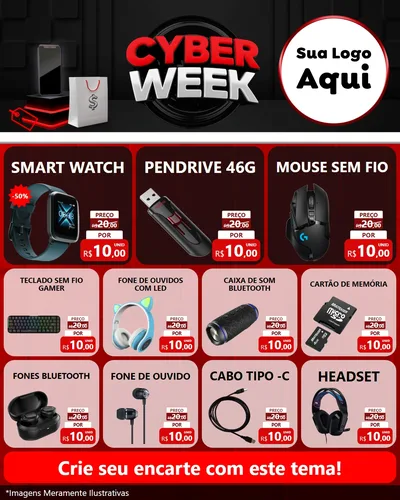 Modelo de Rede Social para Feed Instagram com o tema Cyber Week para Informática