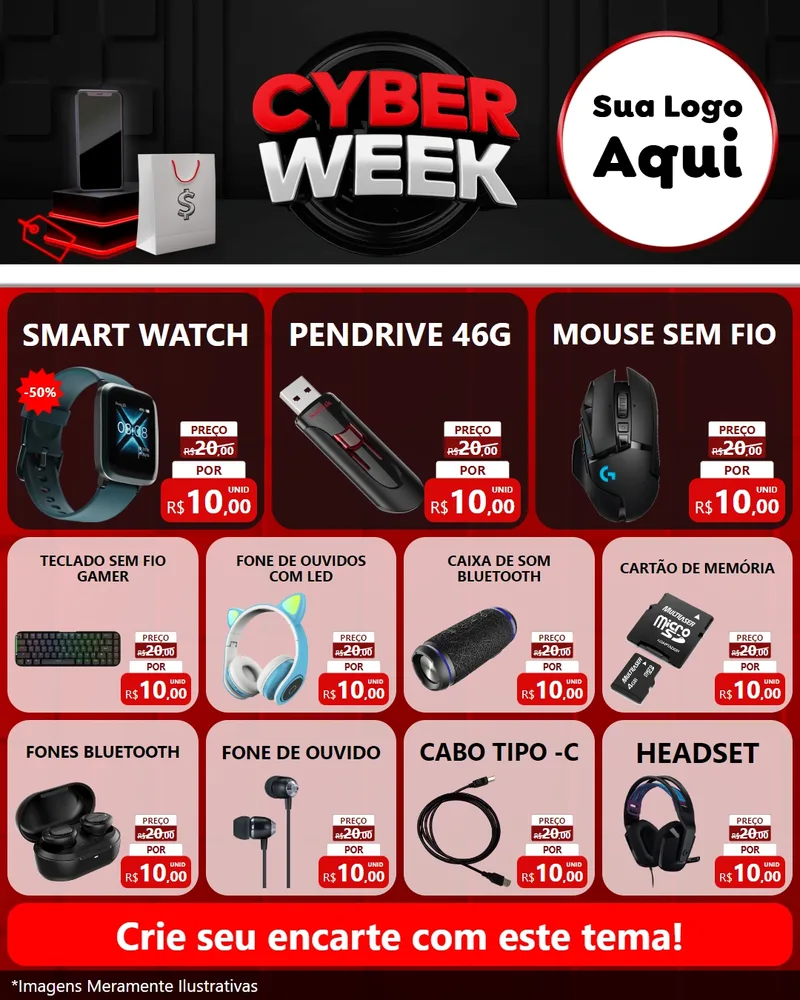 Modelo de Rede Social para Feed Instagram com o tema Cyber Week para Informática