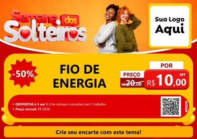 Modelo de Cartaz para Cartaz A4 Horizontal com o tema Semana dos Solteiros para Materiais Elétricos
