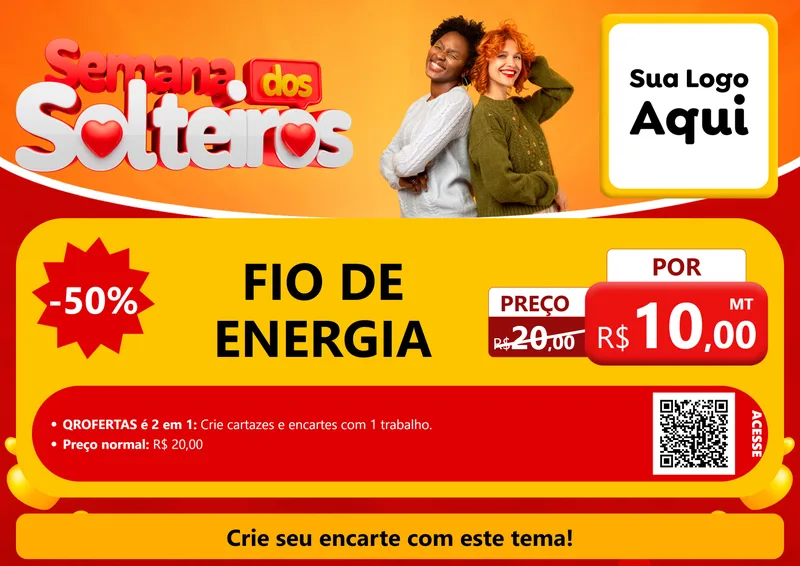 Modelo de Cartaz para Cartaz A4 Horizontal com o tema Semana dos Solteiros para Materiais Elétricos