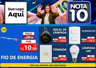 Modelo de Encarte para Encarte A4 Horizontal com o tema Nota 10 para Materiais Elétricos