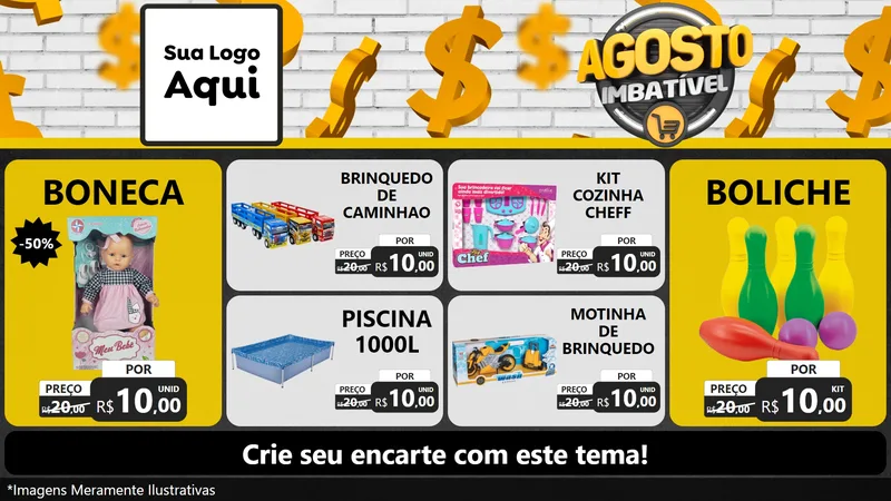 Modelo de TV para TV Horizontal com o tema Agosto imbatível para Brinquedos