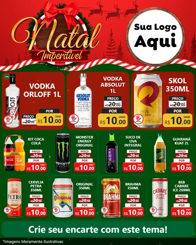 Modelo de Rede Social para Feed Instagram com o tema Natal Imperdível para Distribuidora de bebidas