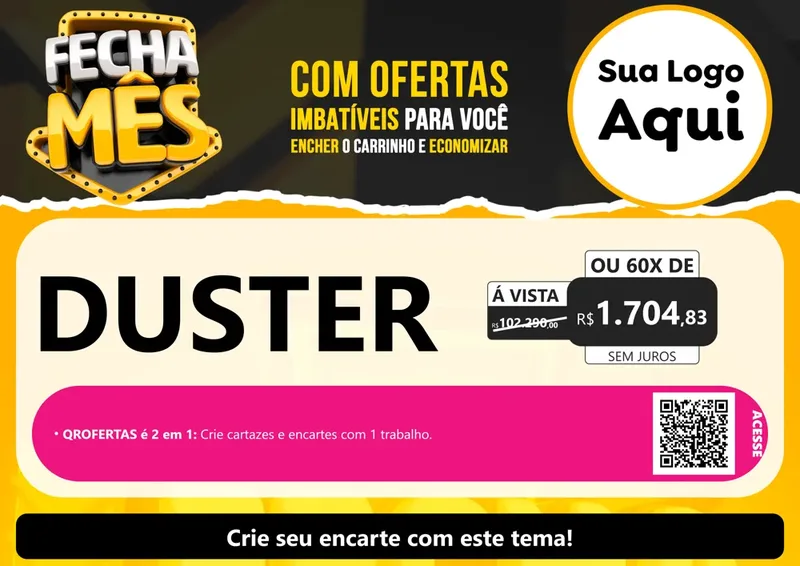 Modelo de Cartaz para Cartaz A4 Horizontal com o tema Fecha Mês para Concessionaria de Carros