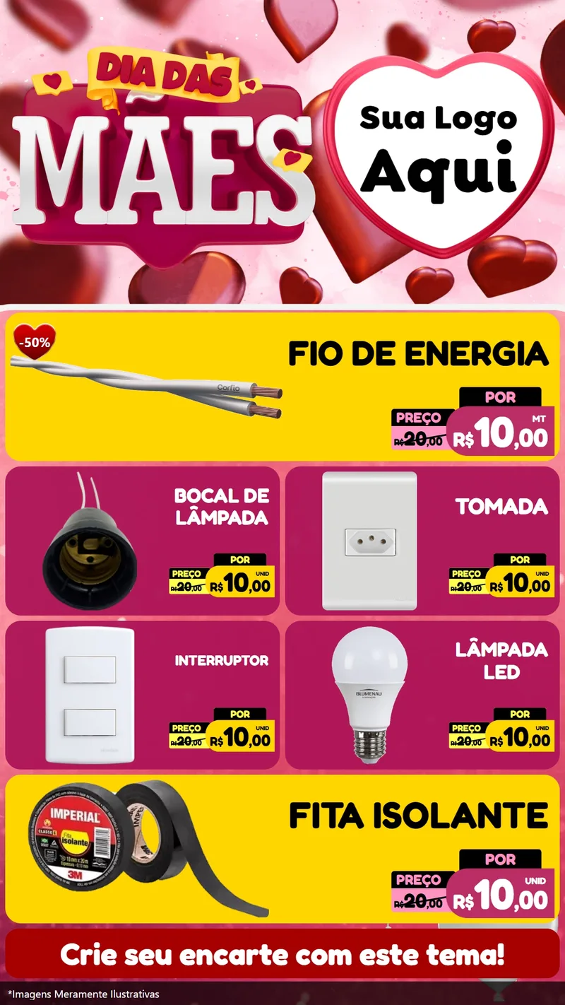 Modelo de TV para TV Vertical com o tema Dia Das Mães para Materiais Elétricos