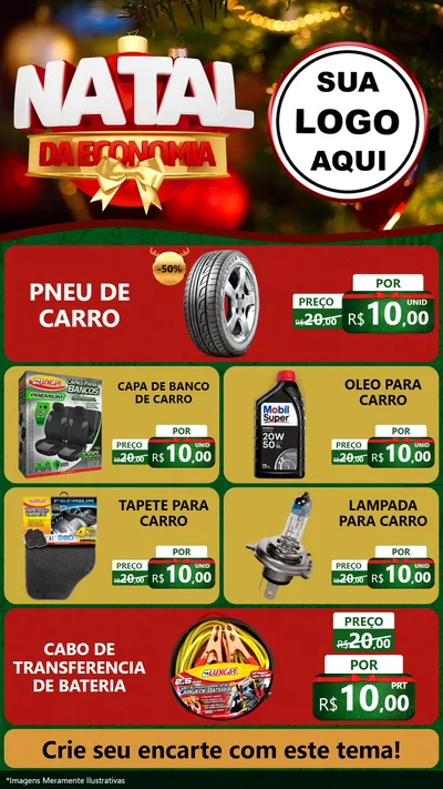 Modelo de TV para TV Vertical com o tema Natal da Economia para Auto peças