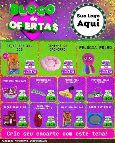 Modelo de Rede Social para Feed Instagram com o tema Bloco de Ofertas para Pet Shop