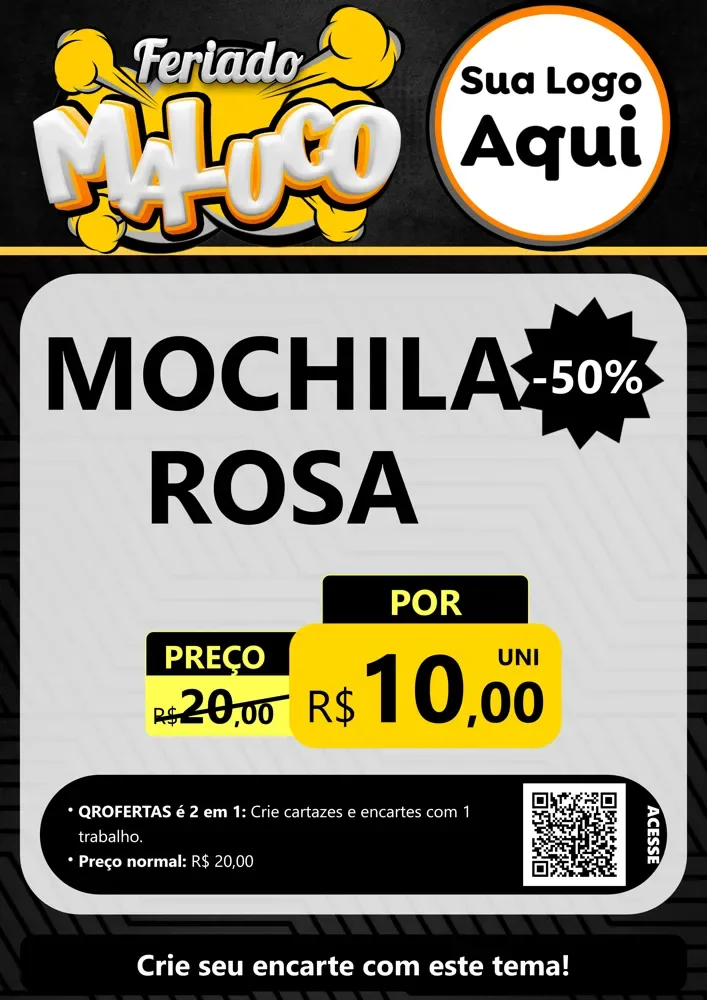 Modelo de Cartaz para Cartaz A4 Vertical com o tema Feriado Maluco para Papelaria
