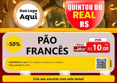 Modelo de Cartaz para Cartaz A4 Horizontal com o tema Quintou do Real para Padaria