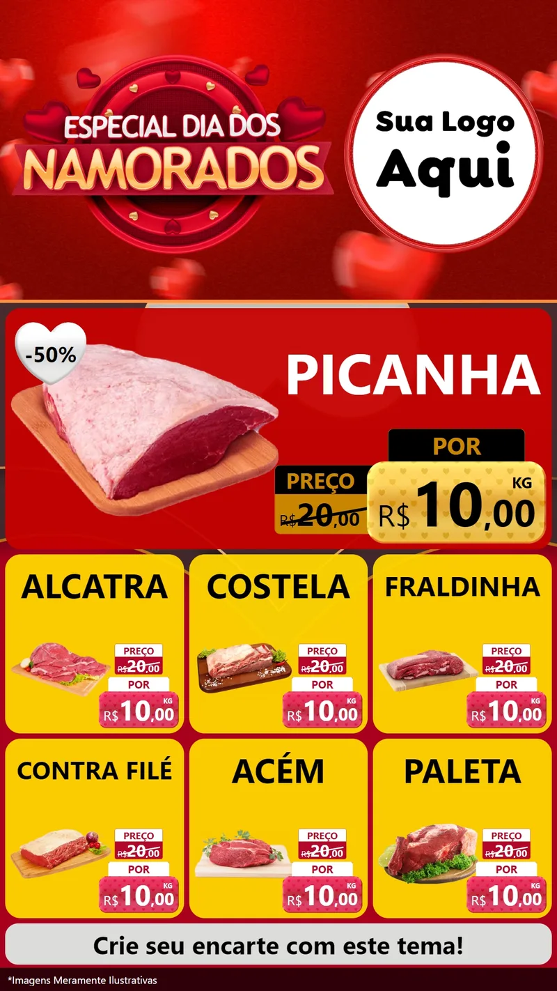 Modelo de Rede Social para Stories com o tema Especial Dia Dos Namorados para Açougue