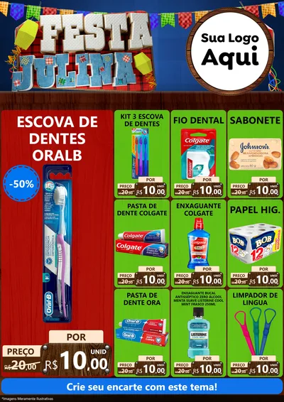 Modelo de Encarte para Encarte A4 Vertical com o tema Festa Julina para Higiene Pessoal
