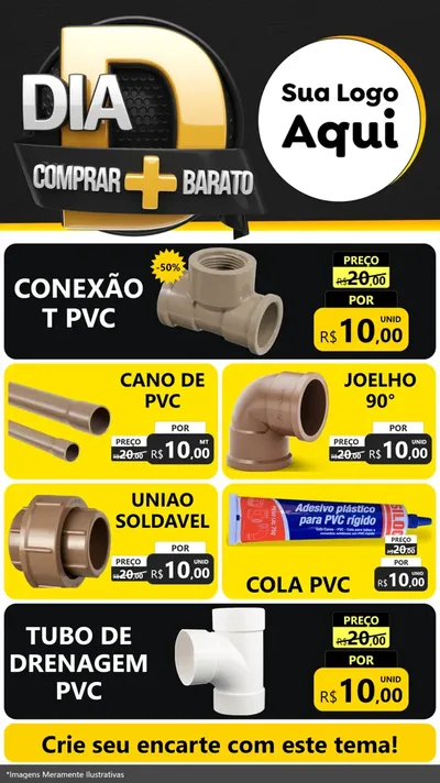 Modelo de TV para TV Vertical com o tema Dia D Mais Economia para Tubos e conexões