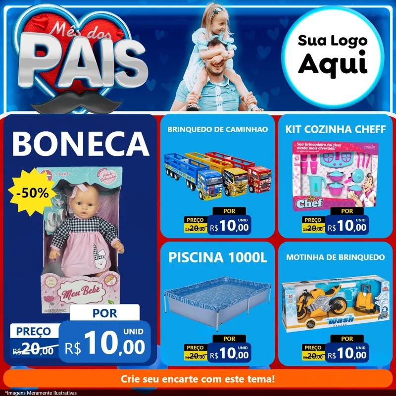 Modelo de Rede Social para Feed Facebook com o tema Mês Dos Pais para Brinquedos