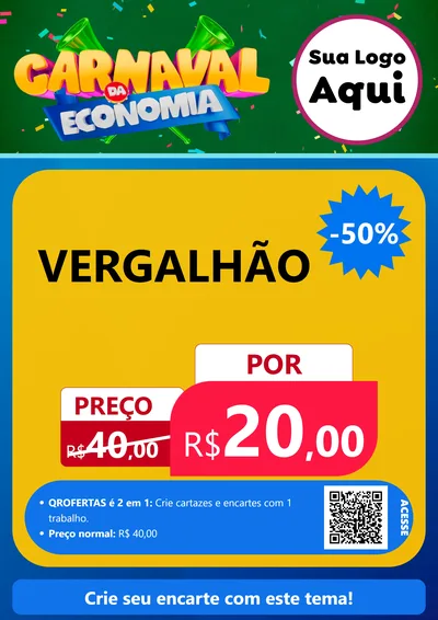 Modelo de Cartaz para Cartaz A4 Vertical com o tema Carnaval da Economia para Ferragens