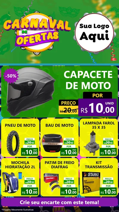 Modelo de Rede Social para Stories com o tema Carnaval de Ofertas para Moto peças