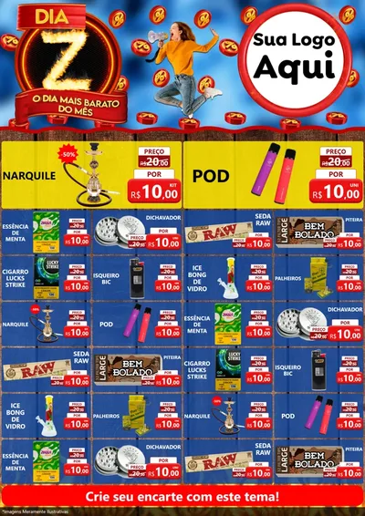 Modelo de Encarte para Encarte A4 Vertical com o tema Dia Z - O Dia Mais Barato Do Mês para Tabacaria