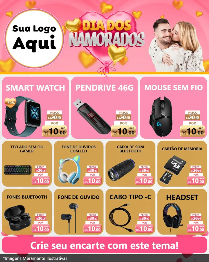 Modelo de Rede Social para Feed Instagram com o tema Dia dos Namorados para Informática