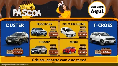 Modelo de TV para TV Horizontal com o tema Especial Páscoa para Concessionaria de Carros