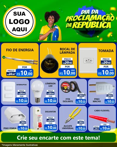 Modelo de Rede Social para Feed Instagram com o tema Dia Da Proclamação Da República para Materiais Elétricos