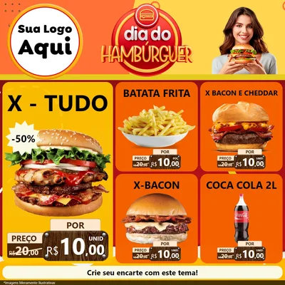Modelo de Rede Social para Feed Facebook com o tema Dia Do Hambúrguer para Hamburgueria