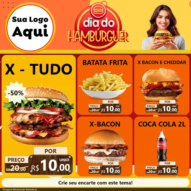 Modelo de Rede Social para Feed Facebook com o tema Dia Do Hambúrguer para Hamburgueria