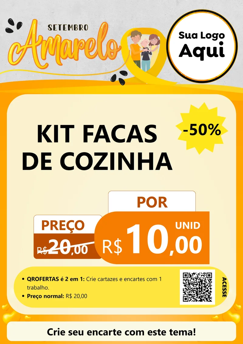 Modelo de Cartaz para Cartaz A4 Vertical com o tema Setembro Amarelo para Utilidades Domésticas