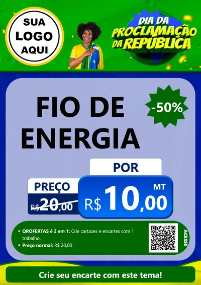 Modelo de Cartaz para Cartaz A4 Vertical com o tema Dia Da Proclamação Da República para Materiais Elétricos