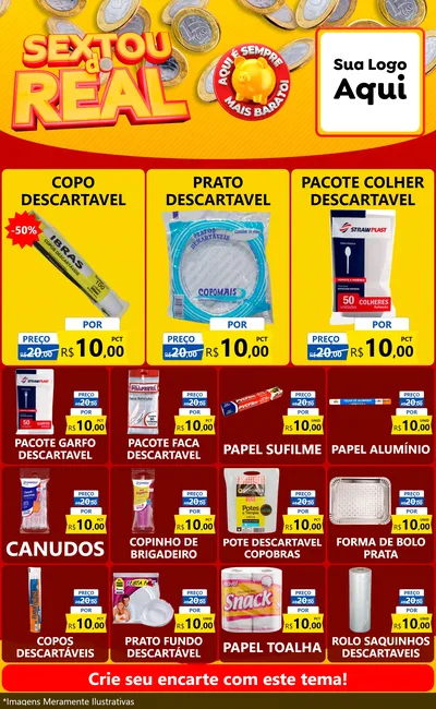 Modelo de Encarte para Encarte Grande com o tema Sextou do Real para Embalagens