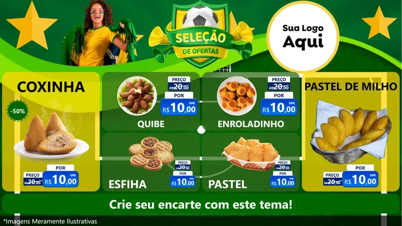 Modelo de TV para TV Horizontal com o tema Seleção de Ofertas - Copa para Salgadaria
