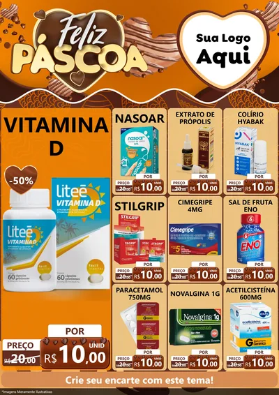 Modelo de Encarte para Encarte A4 Vertical com o tema Feliz Páscoa para Farmácia