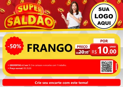 Modelo de Cartaz para Cartaz A4 Horizontal com o tema Super Saldão para Assados
