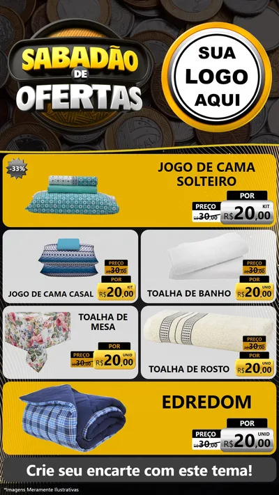 Modelo de TV para TV Vertical com o tema Sabadão de Ofertas para Cama, Mesa e Banho