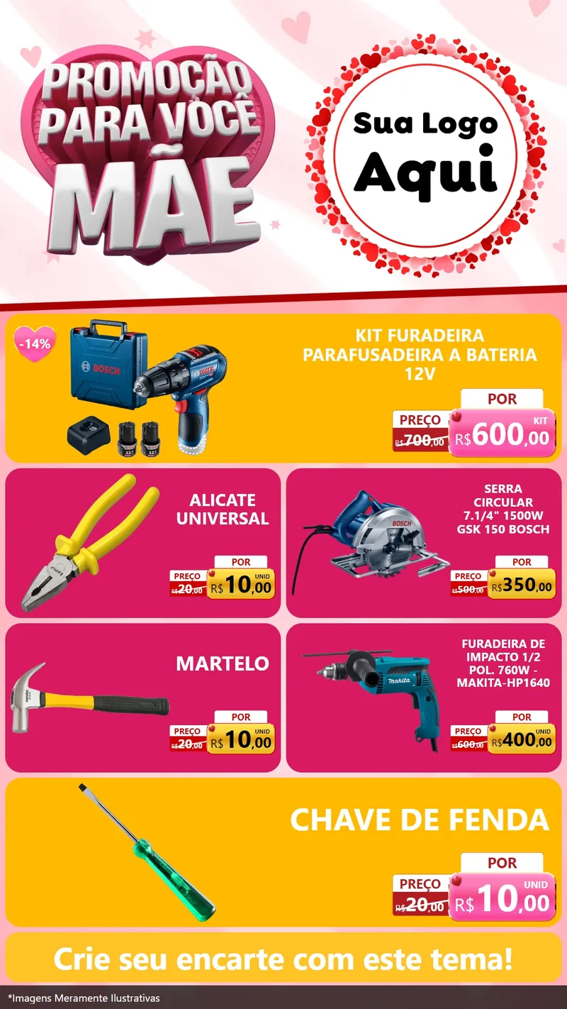 Modelo de TV para TV Vertical com o tema Promoção Para Você Mãe para Maquinas e Ferramentas